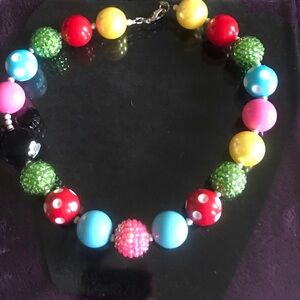 Colorful Chunky Beaded Necklace - Multicolor Bubble Beads with Mickey Mouse bead